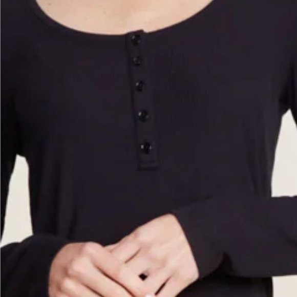 NWT - Barefoot Dreams - Ultra-Soft Rib Long Sleeve Henley Black - Size: XL - 14 - Picture 3 of 6